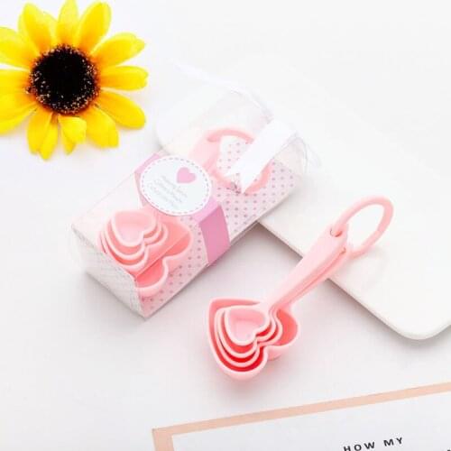 40Pcs/Lot=10Boxes) Adorable Heart Baby souvenirs of Love Measuring Spoon Favors for Baby Shower favors and birthday Party gift