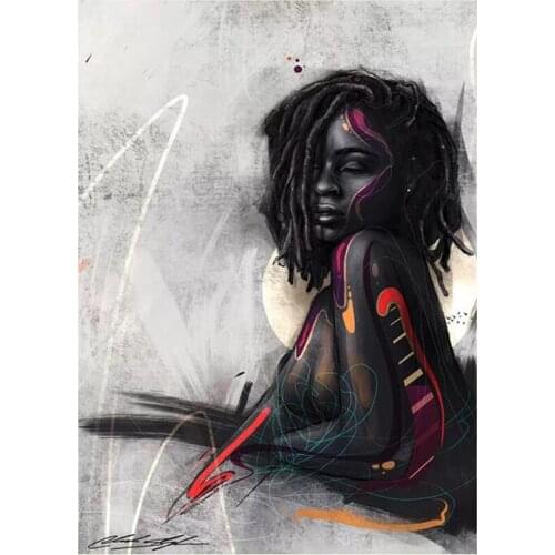 5D DIY Diamond Painting Sexy African Girl Full Drill Embroidery Cross Stitch Mosaic Craft Kit Home Decor Christmas Gift FH993