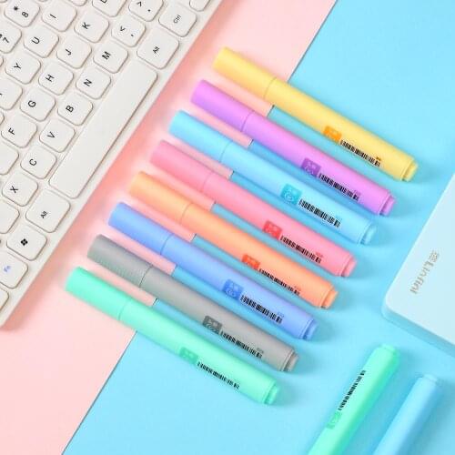 8Pcs/Set Macaron Series Highlighter Fashion Color Highlighter Pen DIY Decoration Planning Mark Fluorescent Pen Kawaii Stationery