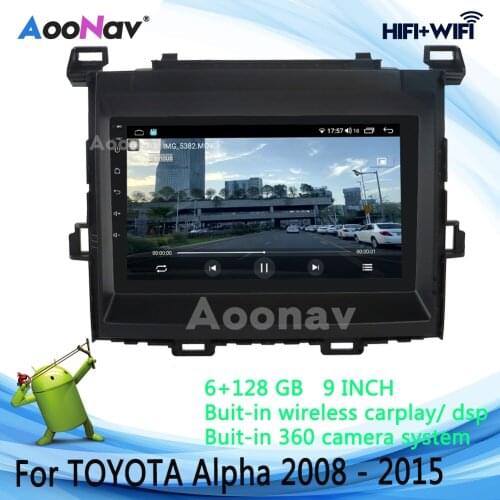 2Din Tesla QLED Screen 9 inch 128GB 360°Camera Car Radio For TOYOTA Alpha 2008 - 2015 Stereo Multimedia Player GPS Navigation