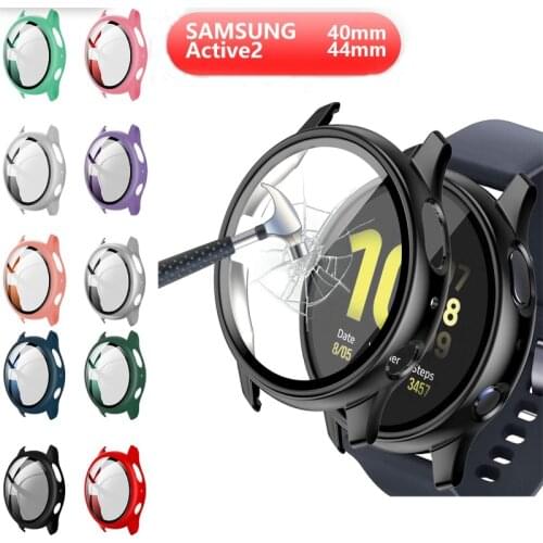 Watch Case With Tempered Glass Screen Protector for Samsung Galaxy Active 2 40mm 44mm Full Protective Hard Cover Bumper