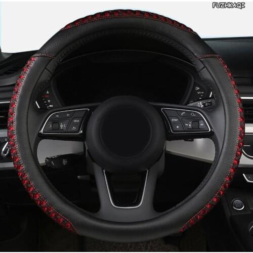 FUZHKAQI Leather Car Steering Wheel Cover For Renaults Duster Megane 2 3 koleos Logan sandero Scenic 2