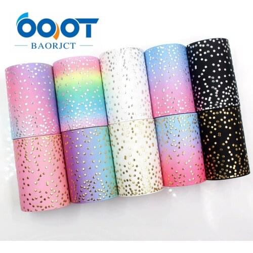 G-18815-962,3‘’ 75mm,2 yards hot gold hot silver Ribbons Thermal transfer Printed grosgrain Wedding decoration