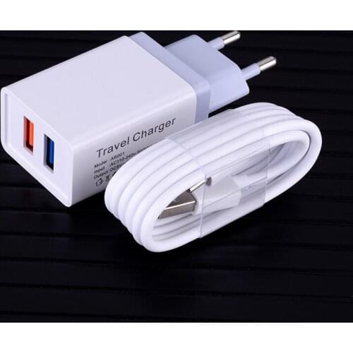 Dual Ports Fast Charger Cable For Samsung Galaxy A50S A30S A10S A90 A80 A70 A50 A30 A20 A10 M40 M30 M20 USB Wall Charger Adapter