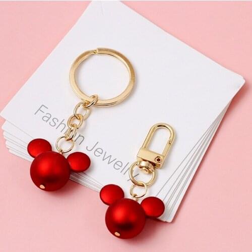 Korean Style Creative Mouse Car Keychain Pendant Girl Cute Bell Keychain Bag Pendant Red Rat Charm Airpods Accessories Cartoon