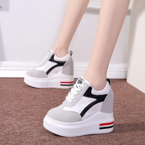 Women Sneakers Fashion Heels Women Height Increasing Breathable Lace-Up Wedges Sneakers Platform Shoes Woman Casual Shoes