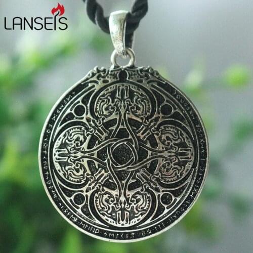 Lanseis 1pcs Norse Dragon jewelry Runic Cloak Pin - Viking charm- Runes retro Necklace handmade amulet men pendant jewelry