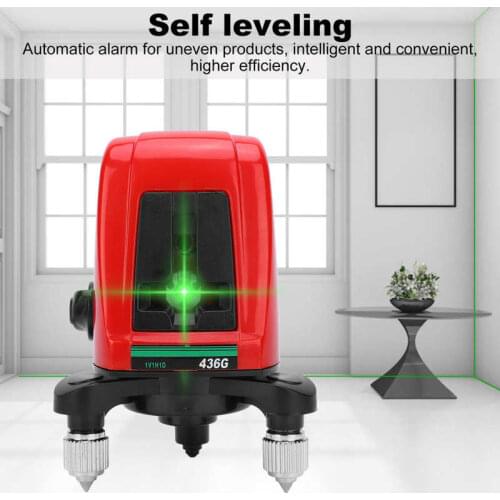 AK436G Laser Line Level 2 Line 1 Dots Self-Leveling Green Beam Level Measure Tool For Wall Construction Doors Window Decoration