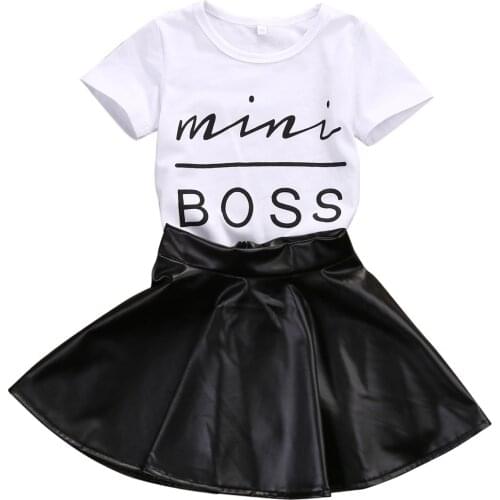 Summer 2017 Kid girls clothes Casual Clothing Sets Baby Girls Kids Clothes Set T Shirt+Short Mini Skirts Girl Outfits