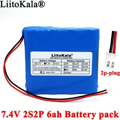 Liitokala 7.4V 18650 Lithium Battery Pack 2S2P 6ah Fishing LED Light Bluetooth Speaker 8.4V Emergency DIY batteries with PCB