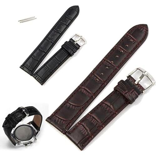 18/20/22mm Luxury Faux Leather Buckle Lug Wrist Watch Band Replacement Strap