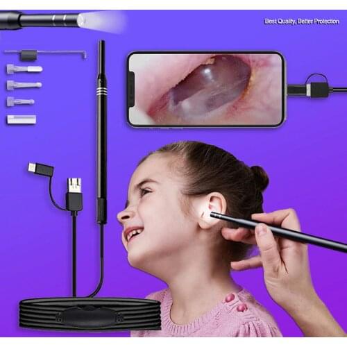 Mini Ear Clean Endoscope Camera 3.9mm Lens for Android Borescope Mobile Otoscope Endoscopic Facial care USB C Camera Endoscope