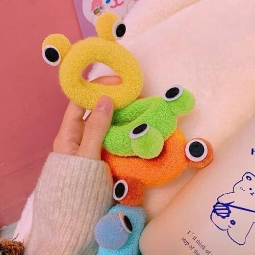 Fashion Hair Accessories Cute Color High Elastic Head Rope Seamless Thick Rubber Band Frog Hair Tie for Women Trend