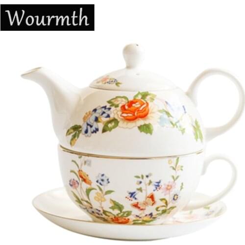 1Teapot 1Cup Bone China High-end British Afternoon Tea Set Phnom Penh Ceramic Teapot Black Tea Coffee Cup Saucer Set Drinkware