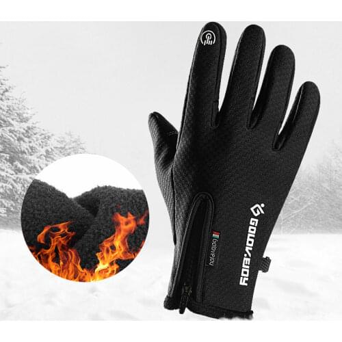New Winter Gloves Cycling Ski Driving Windproof Waterproof Non-slip Warm Gloves Zipper Wear-resistant Touch Screen Mens Gloves