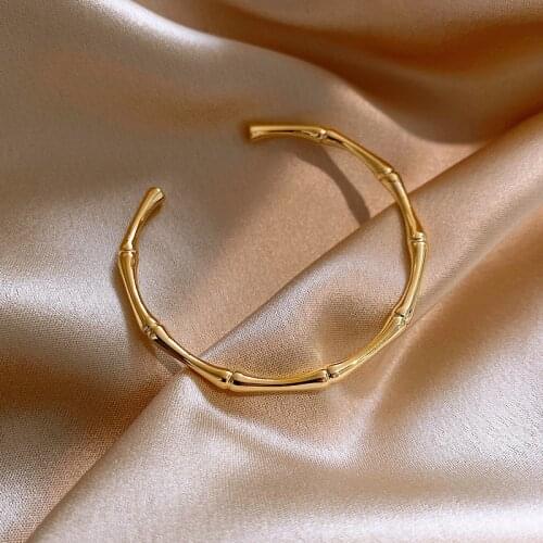 HIYONG New Bamboo Shape Opening Bracelet Korean Fashion Design Bracelets Creative Simple Bangle Hot Sellinng Jewelry for Women