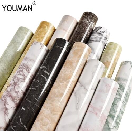Wallpapers YOUMAN 10M Marble Waterproof Vinyl Self Adhesive Wallpaper Modern wall Paper Kitchen Renovation Stickers Wallpaper