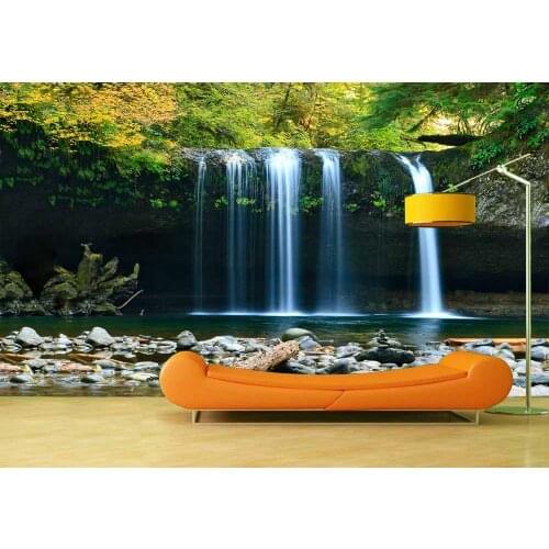 Custom 3D Photo Wallpaper Waterfall Landscape Background Mural Living Room Bedroom Vinyl Mural Waterproof Wallpaper Home Decor