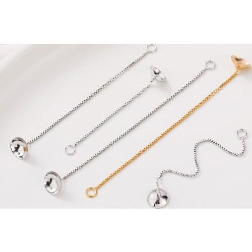 18k Gold Silver Plated Pearl Round Beads End Cap Chains Charms For Jewelry Making DIY Tassel Drop Earrings Bracelets Spool