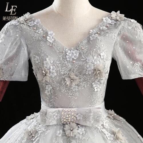 Silver grey embroidery flower beading court ball gown royal Medieval Renaissance Victorian dress Belle ball