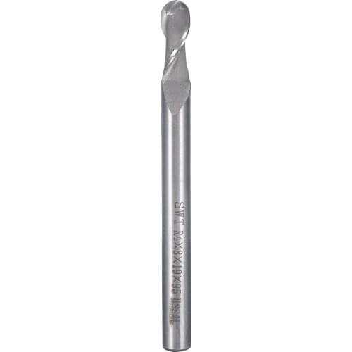 Uxcell Ball Nose End Mill CNC Router Bit 2 Flute Spiral Tool, R4 x 8 x 19 x 95mm