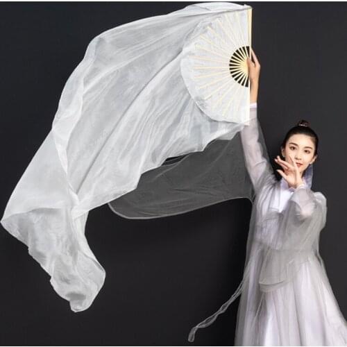 Solid Color Stage Property Dance Accessories 100% Silk Veils Women Belly Dance Veils Fan 180cm