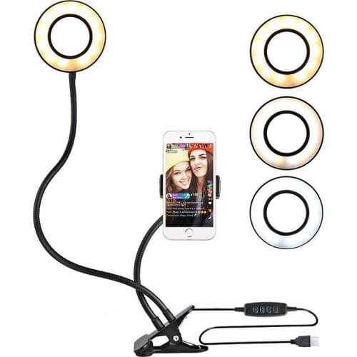 Selfie LED Ring Light with Cell Phone Mobile Holder/Stand for Youtube Live Stream Makeup Camera Lamp for iPhone X Android