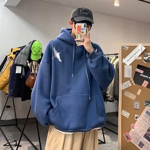 Embroidery Japanese Crane Hoodies Men/Women 2021 Hip Hop Casual Streetwear Hooded Sweatshirts Harajuku Male Hoodie Teens Loose