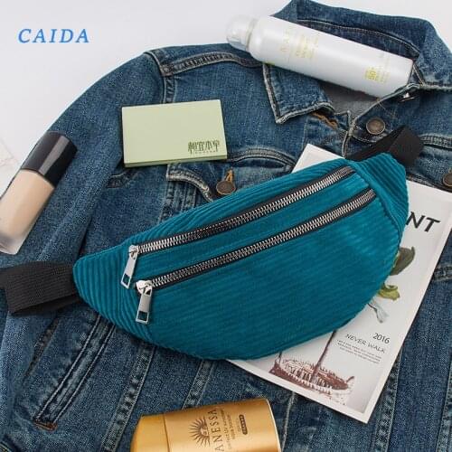CAIDA Women Corduroy Waist Bag Ladies New Canvas Fanny Pack Fashion Travel Money Phone Chest Banana Bag Female Bum Bags 2020