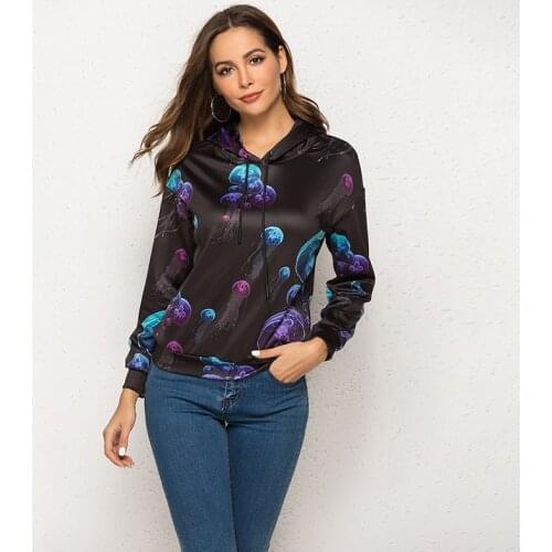 Spring 3D Jellyfish Print Hoodie Women Casual Long Sleeve Hooded Sweatshirts Female Jumper Tracksuits Pullovers Women