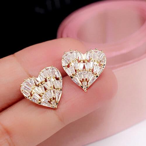 High quality white zircon Earring for women heart earring wedding party engagement gift jewelry earring