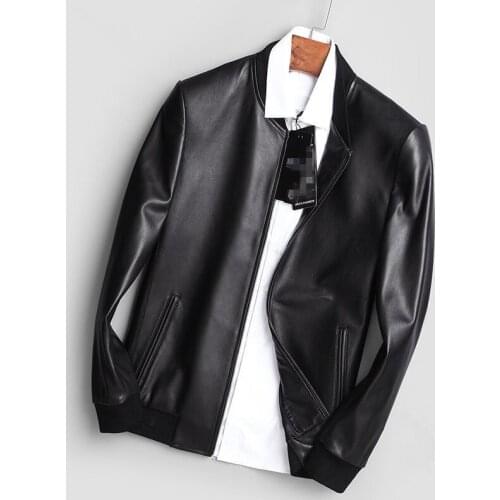 YOLANFAIRY 2020 Genuine Leather Jacket Men Real Sheepskin Leather Bomber Jacket Spring Autumn Plus Size Coat MC17C094 MF596