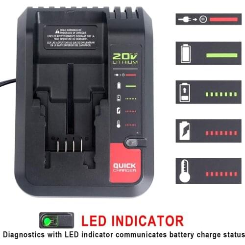 PCC692L 20V MAX Lithium Battery Charger For Black and Decker 20V Battery LBXR20 LBX4020 Porter Cable 20V Battery PCC685L PCC680L