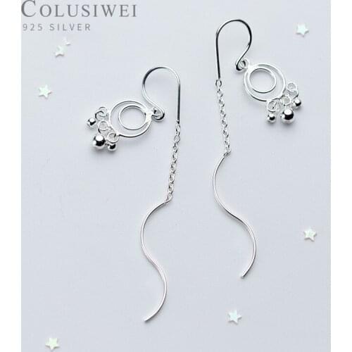 Colusiwei New Arrival 100% 925 Sterling Silver Dream Catcher Cute Bell Round Long Drop Earrings for Women Fashion Fine Jewelry