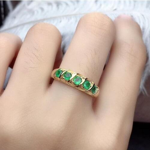 Luxurious Hemp flowers Row Natural green emerald gem ring S925 silver natural gemstone ring girl women party gift fine jewelry