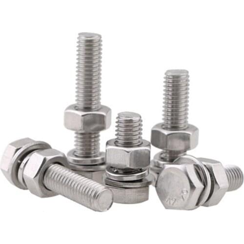 1pcs M10 304 stainless steel Hexagon Bolt screw nut set Extended screws Flat pads spring pad 80mm-200mm Length