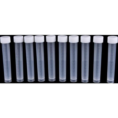 10pcs 10ml Plastic Frozen Test Tubes Vial with Seal Cap School Educational Laboratory Supplies
