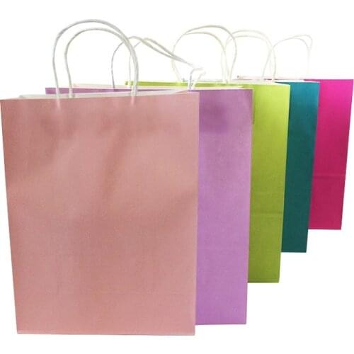10 Pcs/lot Multifuntion Kraft Paper Bags With Handle Gift Party Holiday Recyclable Shopping Package Bags 33*25*12cm