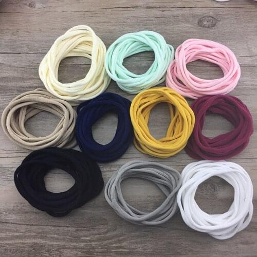 10pcs/lot Super Soft Thin Nylon Headbands Elastic Skinny Headband For Kids Solid Hairband Customized Hair Accessories For Girls
