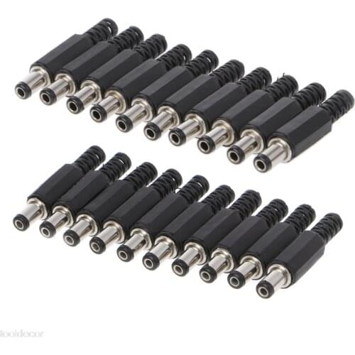 10PCS 5.5x2.5/2.1mm Male DC In-Line Plug Socket Jack Connector Adapter Plastic Cover -B119