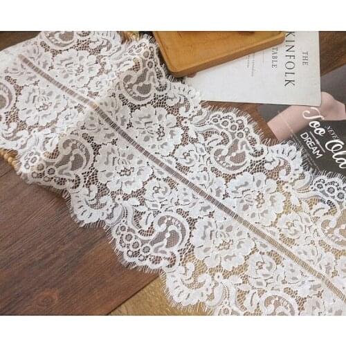 3meters high-grade cotton-containing small bone thread eyelash lace fabric black and white bilateral clothing stitching fabric