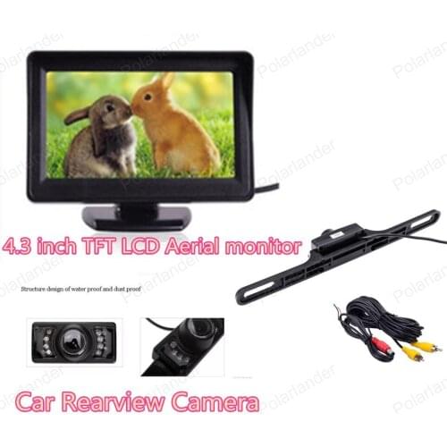 4.3 inch rearview FPV HD Waterproof screen Car Aerial Monitor with 2 VA input auto switching video + reverse parking camera