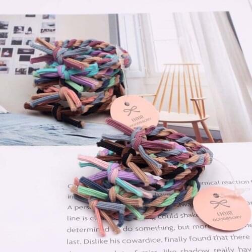 5-Pcs Korean Hot Sale New Fashion Style Women Elastic Hair Bands Girls Sweet Color Cute Hair Ropes Hairrings Hair Accessories