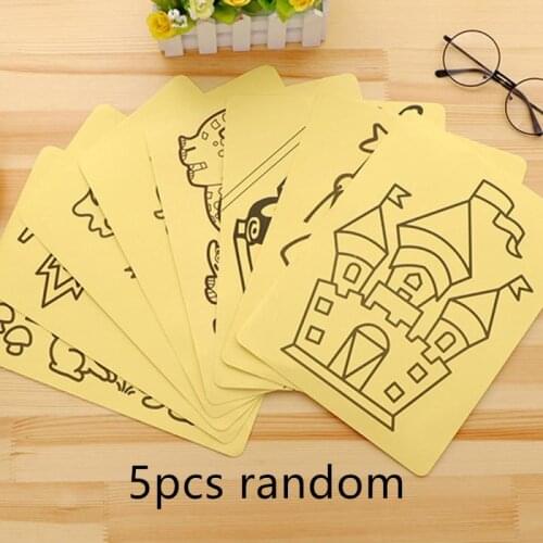 5pcs Montessori Educational Doodle Drawing Color Sand Painting Set DIY Toys Crafts Children Table For Drawing Gifts For Girls