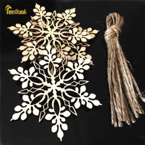 Teellook 50pcs wooden Christmas interior decoration pendant New Year Mall Hotel Christmas tree decoration pendant