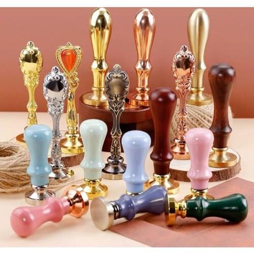 7 Styles Wax Seal Stamp Handle Retro Metal and Wodden Colorful Universal Handle with Screw