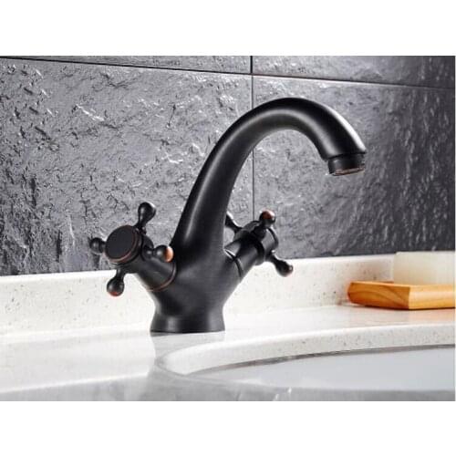 Antique toilet oil rubbed bronze basin faucet black, Bathroom sink faucet dual handle mixer, Copper kitchen basin faucet vintage