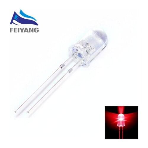 Free shipping 1000pcs 5MM Red LED Transparents light emitting diode F5mm Red LED Round White Turn Red Round