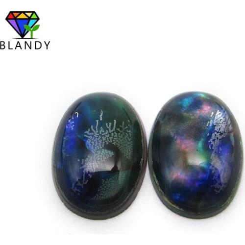 Free Shipping 20pcs/lot 10x14mm~13x18mm Oval Cabochon Cut Blue Spotted Glass Stone Synthetic Beads for Jewelry