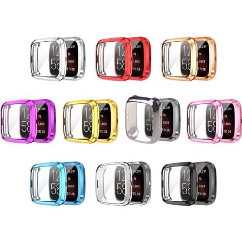 Screen Protector Case for -Fitbit Versa2 Versa2 SE Ultra Slim Soft TPU Plating Watch Cover Protective Bumper Shell N7MC